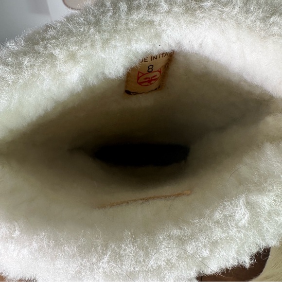 Dival Italy Size US 8 Vintage Goat Fur Wool Winter Boots Ivory Tribal Snow - Picture 7 of 9